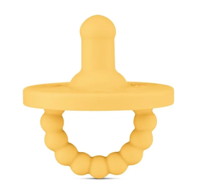 Ryan & Rose Cutie PAT Pacifier Teether, Honey Yellow, Round Stage 1 (0-6m)
