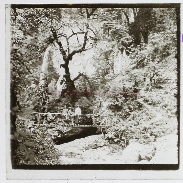 FRANCE Gorges de Kakuetta Pyrénées 1924 Photo Stereo Plaque de verre Vintage