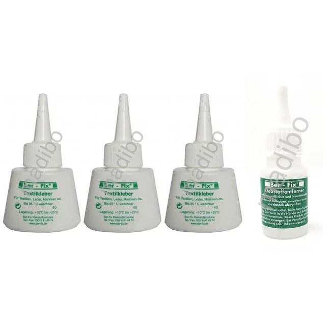 26,43 Euro pro 100g 3 x Ber-Fix Textilkleber Set 40g + Klebstoffentferner 20 g