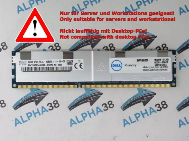 SK Hynix 32 GB Lrdimm ECC Reg DDR3-1600 RAM Dell PowerEdge R720xd Serveur RAM