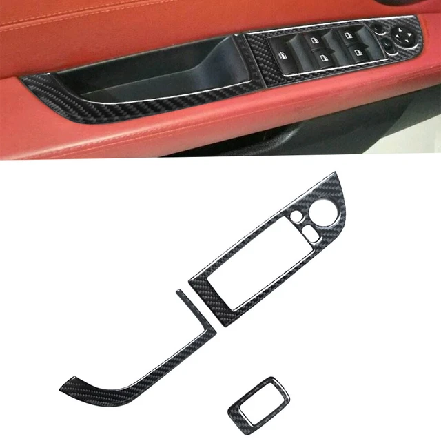 3Pcs Carbon Fiber Window Lift Switch Button Panel Cover For BMW Z4 E89 2009-2016