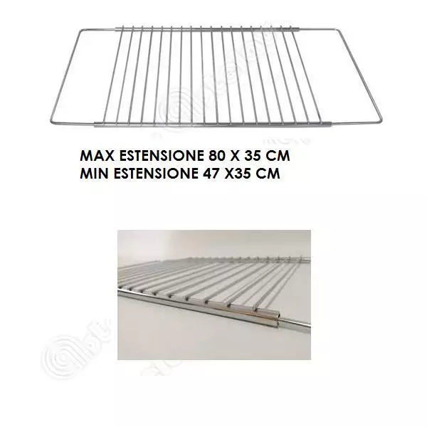 GRIGLIA RIPIANO REGOLABILE PER MAXI FORNO DA 90 cm -UNIVERSALE - ACCIAIO CROMATO