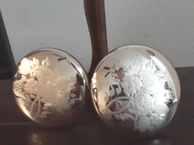 Antique Mercury Glass Etched Curtain Tie Back Knob Set of 2