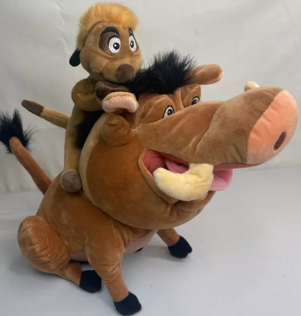 Disney Parks Lion King Pumba Warthog & Timon Meerkat Large Plush Stuffed Animal