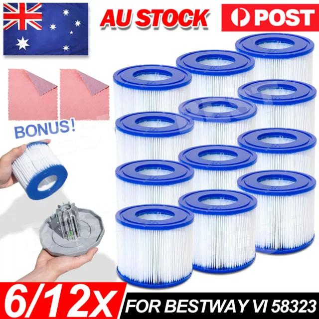 6/12x For Bestway Spa Swimming Pool Filter Cartridge Type VI 58323 for Lay-Z-Spa