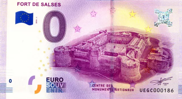 66 SALSES Fort, N° de la 2ème liasse, 2018, Billet Euro Souvenir