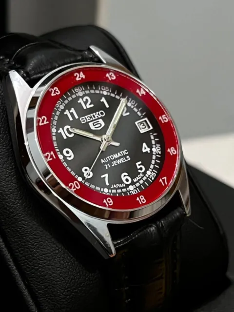 Seiko 5 automatic watch cal-6319 21Jewel Black dial Working Order wrist watch