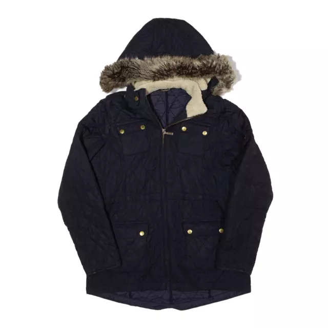BARBOUR Quilted Parka Coat Blue Nylon Girls 2XL