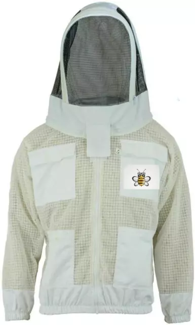 Professional Choice 3 Layer Safety Unisex White Fabric Mesh Beekeeping Jacket Be