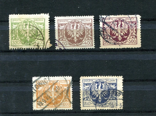Briefmarken, Polen, Polska, 1923, Kpl.Satz, Fi. 139 -143, Adler, gebraucht
