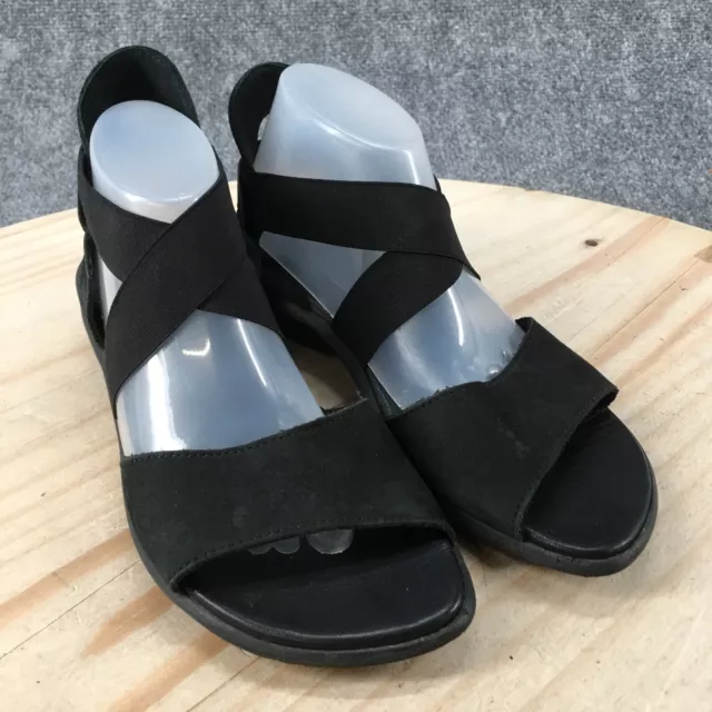 Arche Sandals Womens 36 Satia Stretch Straps Comfort Black Leather Slip On 3