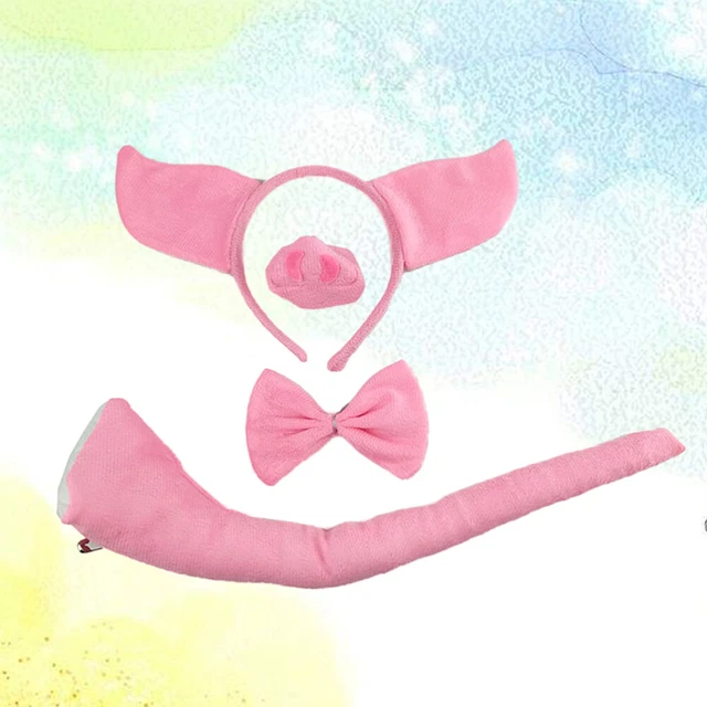 4PCS Children Cartoon Costume Suit Headband Bow Tie Tail Pig Nose Set