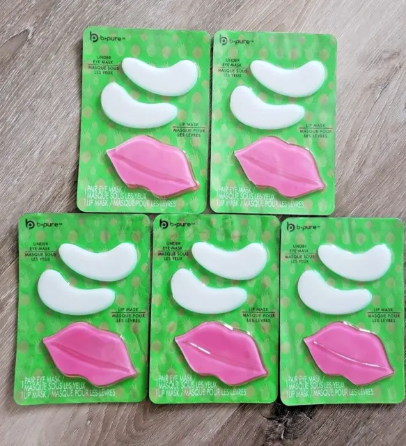 5 Lot Soothing Hydrating White Under eye mask patches & Dry Lips Pink Lip mask