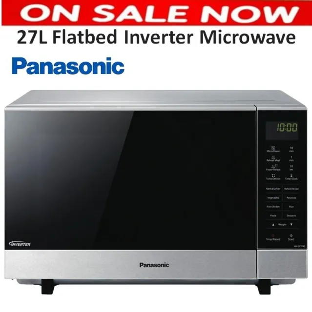 Panasonic Flatbed Inverter Microwave 27L  w/ LED Light 16 Programs 1000W Stainle