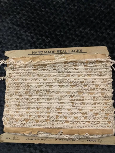 47 Yards Handmade Lace on Cardboard