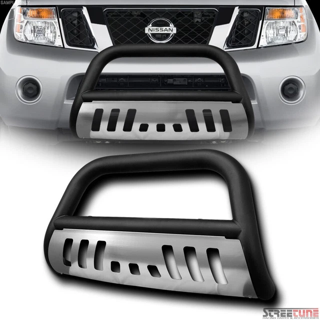 For 08-12 Pathfinder Matte Blk HD Bull Bar Push Bumper Grill Grille+SS Skid