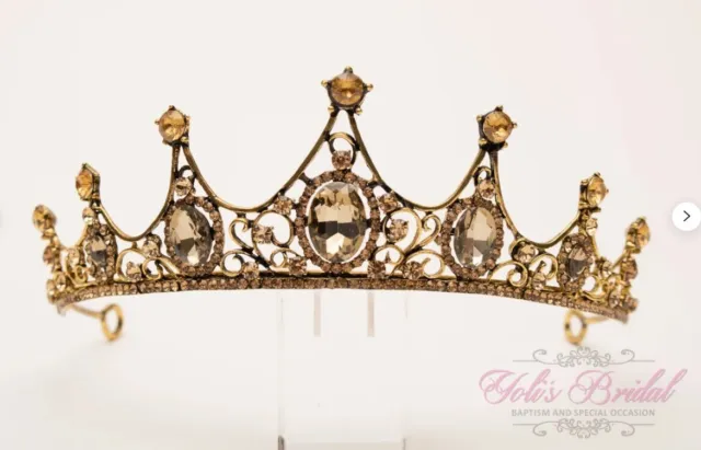 Tiara - Amber Oval Stones - Gold Look - Costume Accessory - Teen Adult