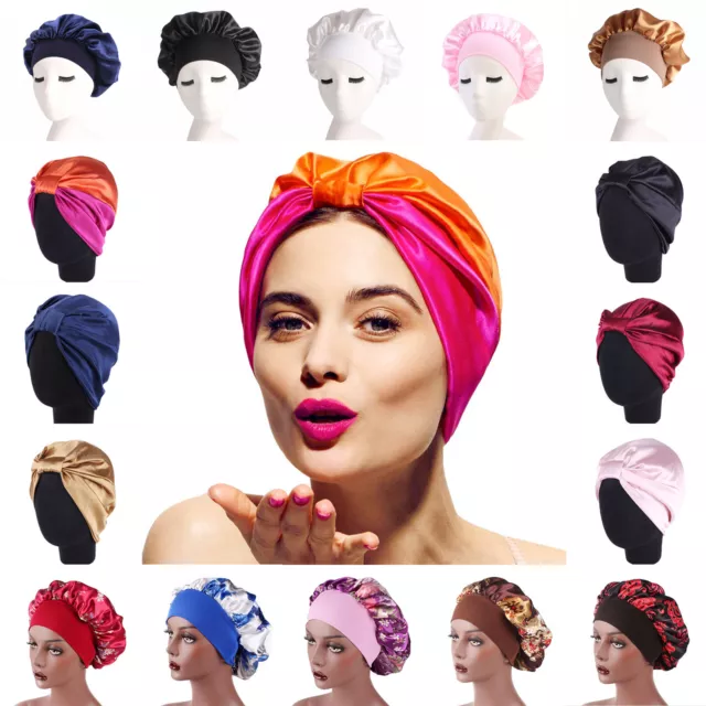 Women Silk Sleeping Sleep Night Hair Hat Styling Care Bonnet Elastic Satin Wraps