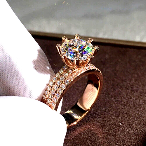 2.Ct Round Good Cut Moissanite Solitaire Engagement Ring In 14K Rose Gold Plated