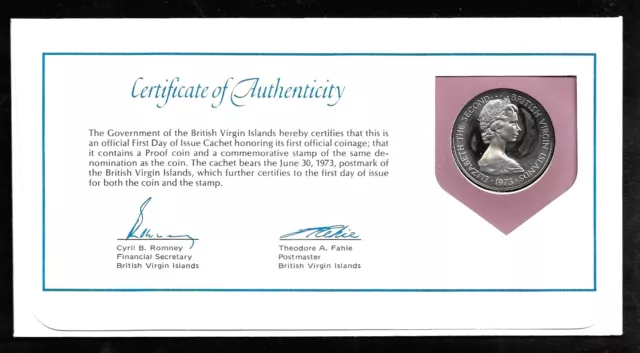 World Coins - British Virgin Islands 50 Cents 1973 First Day Issue Proof Coin