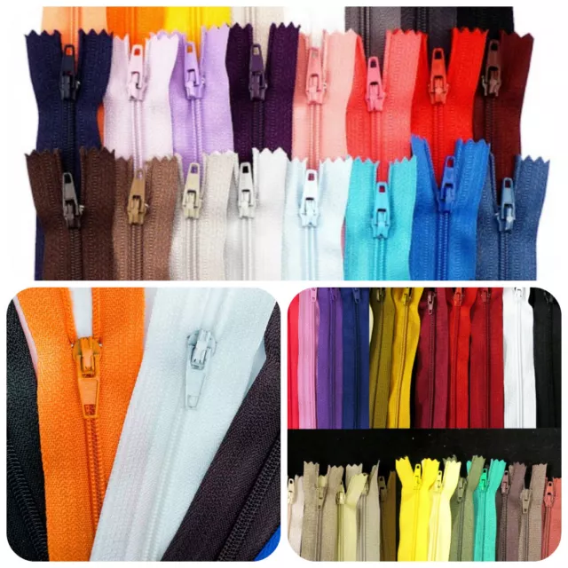 Closed End Nylon No3 Zips All Sizes Any Colours Wholesale Packs Of 10 Zips