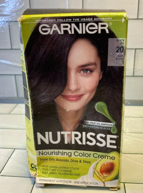 GARNIER NUTRISSE NOURISHING Color Creme Hair Color 20 Black Tea Soft ...
