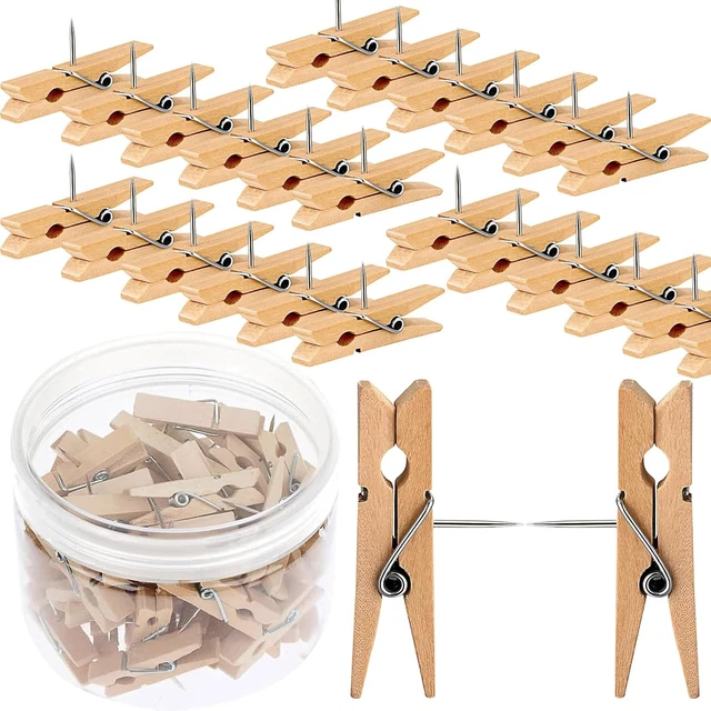 LOTIMOYIA Mollette Piccole In Legno 100 Pezzi - Mini Mollette Per Foto, Artigianato E Decorazioni Con Sacchetto Portaoggetti