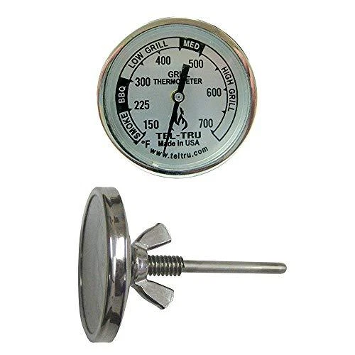 Tel-Tru Patio Grill Thermometer BQ225 150F to 700F 2" Face 2.5" Stem