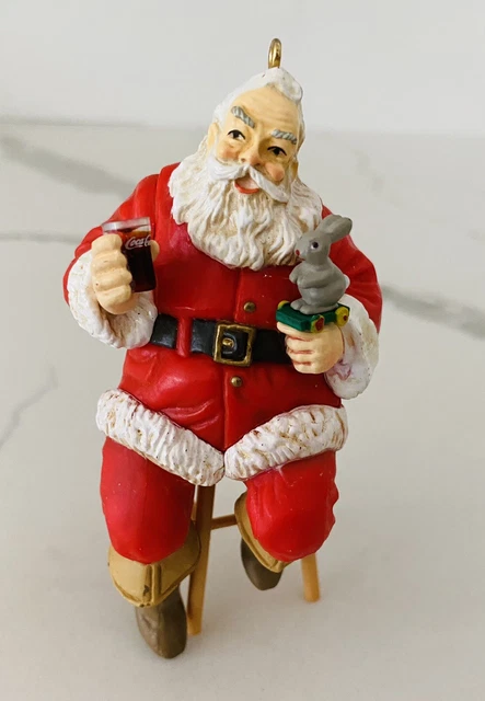 Vintage 1990 Santa Coca-Cola Ornament Christmas Collectible