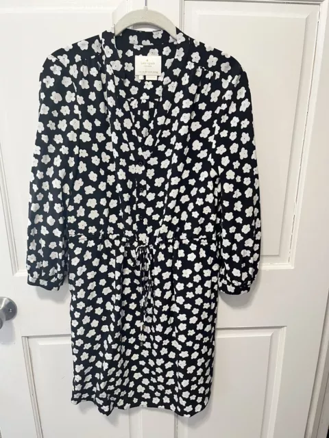 Kate Spade New York Black Floral Silk Faye Dress Women’s Size S Small Euc