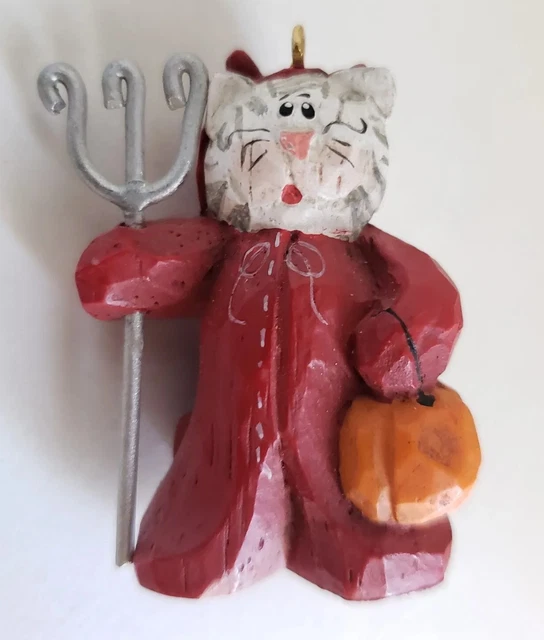 Midwest Cannon Eddie Walker Halloween Cat Devil Costume Pumpkin Fork Ornament
