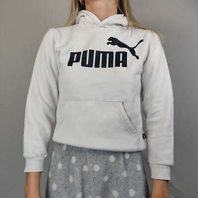 Puma White Pullover Hoodie Pockets Girls 11-12 Years