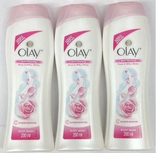 New lot Of 3 Pcs Olay Whitening Rose & Milky White Body Wash Soap 200ml Each