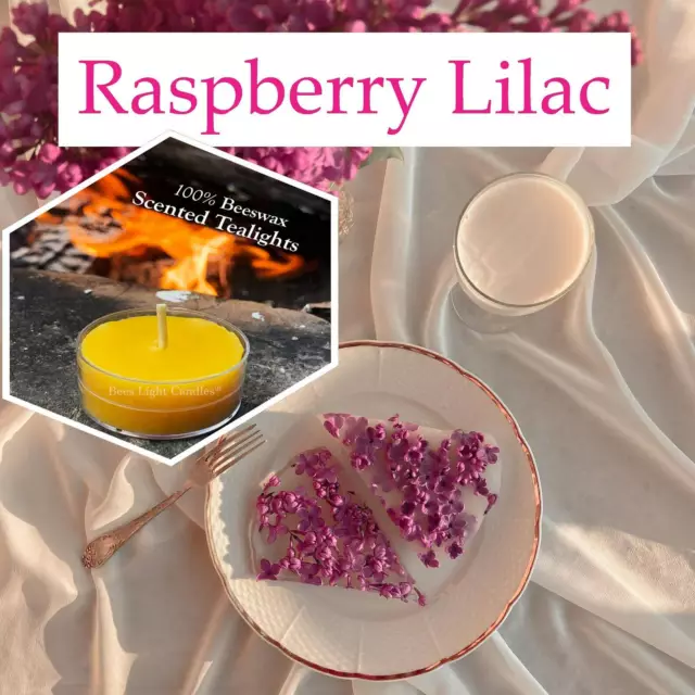 Raspberry Lilac Scented Beeswax Tealight Candles / Floral / Fresh Berry Aroma🐝