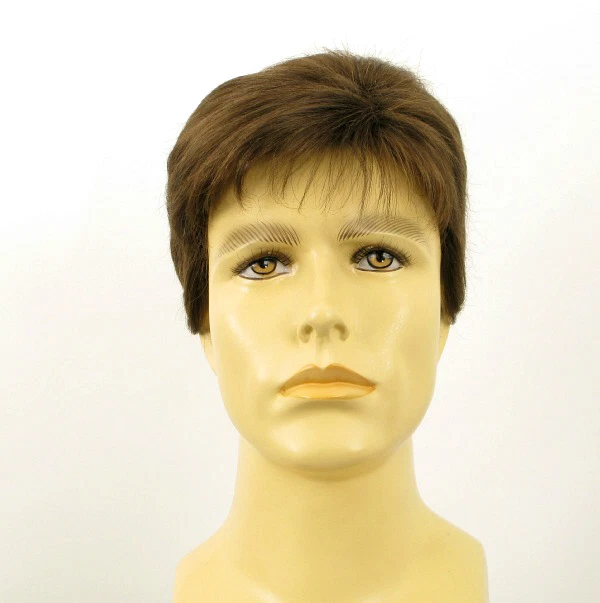 Perruque Homme 100% Cheveux Naturels Châtain Clair - Modèle Albert 8, Court, Bonnet Moyen