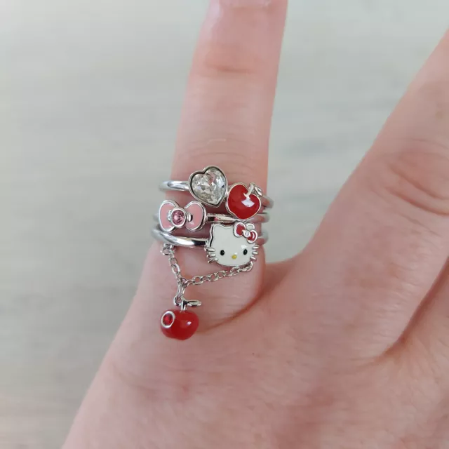 Sanrio Hello Kitty x Swarovski Stapelringe Set Größe UK N EU 55 SELTEN