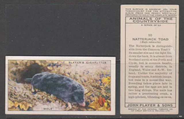 CIGARETTE CARDS Players 1939 Animals of the Countryside - complete set