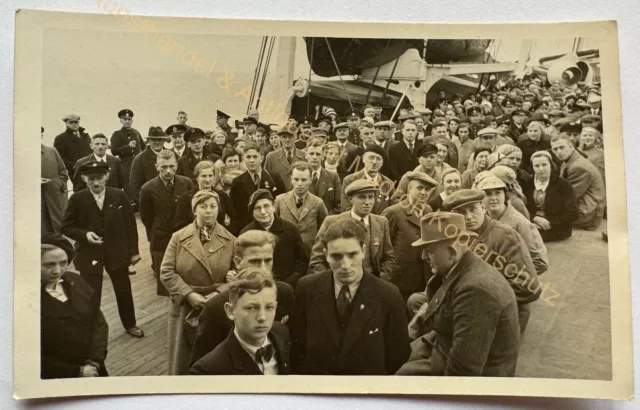 orig. Foto AK Passagiere auf Schiff Boot Dampfer um 1936