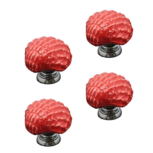4 Pcs Shell Kitchen Handles Ceramic Drawer Handles Vintage Home Decor Alloy 10