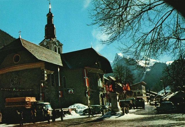 Postcard Morzini Haute Savoie L'eglise Au Fond La Pointe De Nyon Morzine France