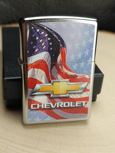 ZIPPO 207 CHEVROLET & U.S. FLAG on STREET CHROME Lighter - NEW IN BOX - JUN 2021