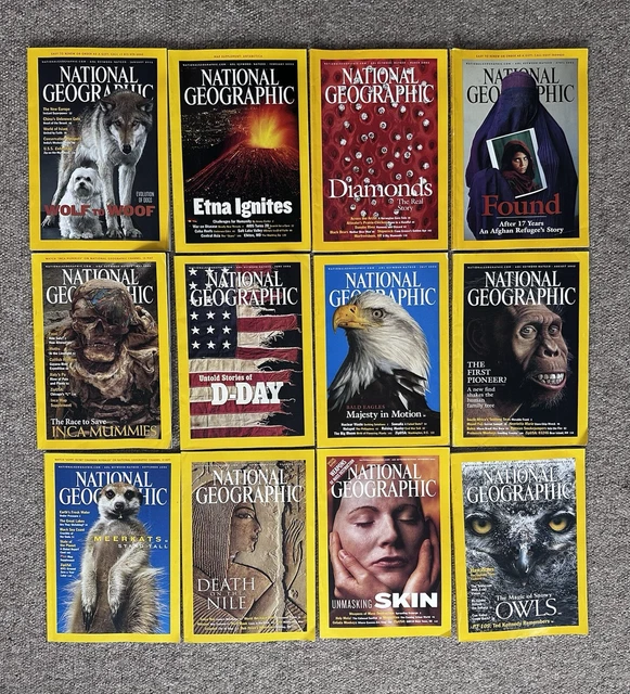 NATIONAL GEOGRAPHIC MAGAZINES 2002 Full Edition Including 2 Maps £15.50 ...