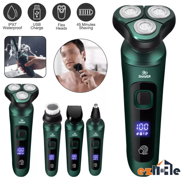 Electric Shaver USB Charge Cordless Razor Men's Clipper 4in1 3Head Beard Trimmer