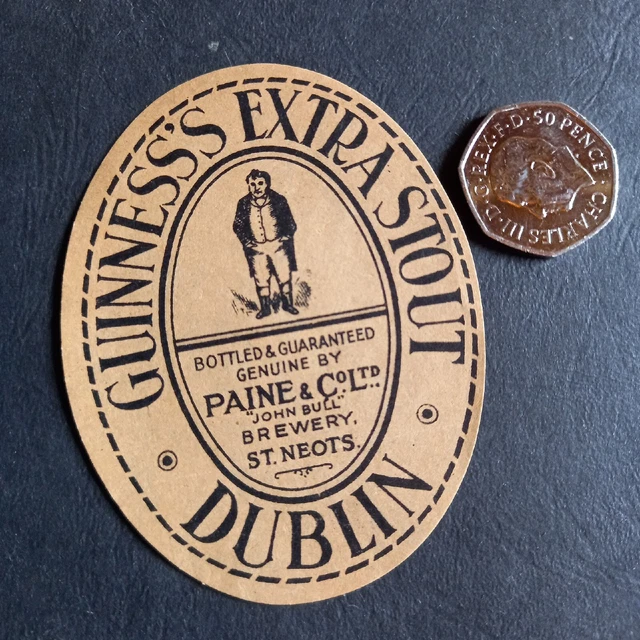Guinness Extra Stout Bottle Label, Paine & Co, John Bull Brewery St Neots