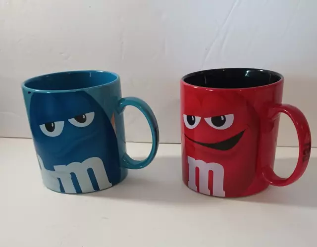 Official 2 Mug Set Red And Blue Mars M&M 4" X 4" mugs Made In Tailand