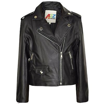 Giacche per ragazze Bambini Designer Nero PU Faux Leather Jacket Cerniera Biker Cappotti 5-13