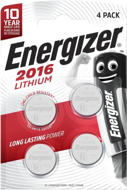 Energizer CR2016 3V Lithium Coin Cell Batteries LONGEST EXPIRY CR 2016 Pack 4