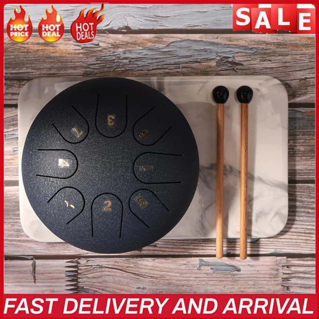 TTSAM 6 Zoll Ethereal Steel Tongue Drum 8 Tune Hand Pan Drum Tank mit Schl?eln D