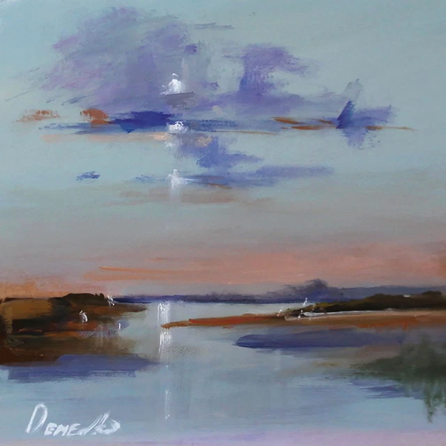 Demenko Natalia OLD  lake  LANDSCAPE Oil painting contemporary 8x8 UKRAINE