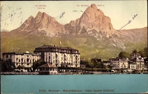 Ak Brunnen Kt Schwyz, Waldstätterhof, Hotel Quatre Cantons - 3819531